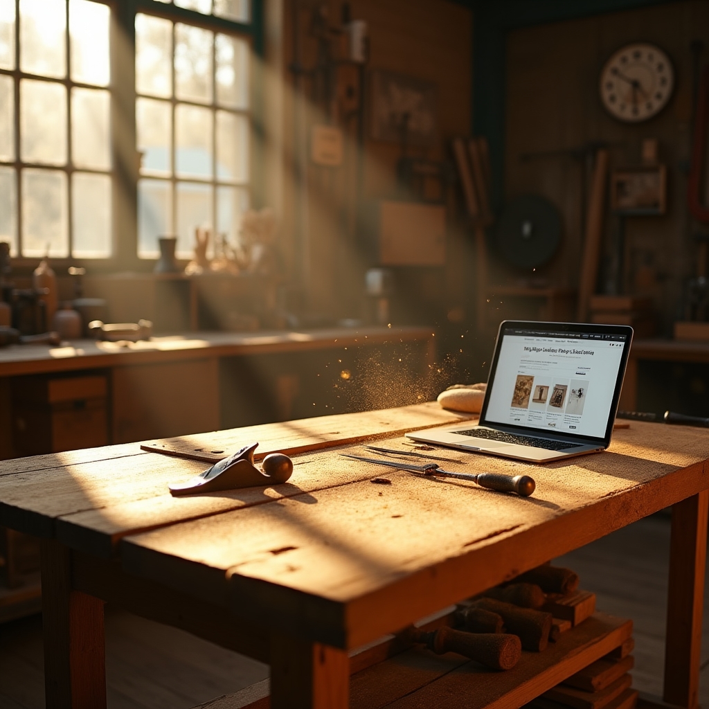 Atelier de tâmplărie cu laptop pentru vânzare online